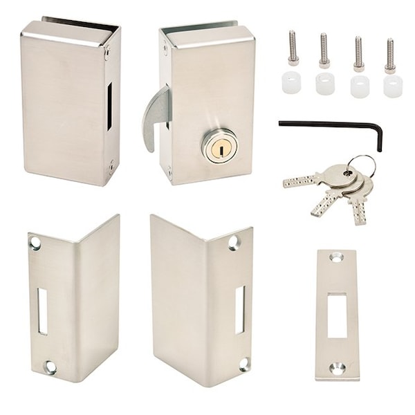 Cr Laurence Right Hand Sliding Glass Lock Brushed Stainless - SGDLBSR