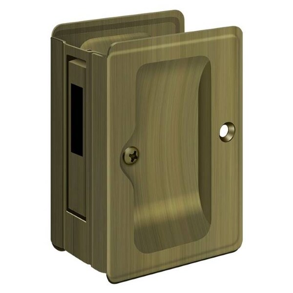 Deltana Hd Pocket Lock, Adj, 3-1/4" X 2 1/4" Sliding Door Rcvr Antique Brass - SDAR325U5