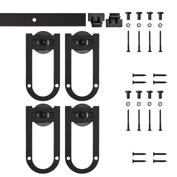 Quiet Glide Soft Close 60" Black Horseshoe Mini Double Barn Door Hardware - NT.1310.08.08-60-2-SC
