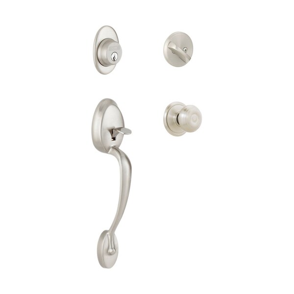 Schlage Schlage Plymouth, Georgian Satin Nickel Handleset Right or Left Handed - F60VPLYXGEO619