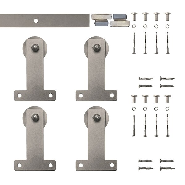 Quiet Glide Soft Close 60" Satin Nickel Front Mini Double Barn Door Hardware - NT.1310.04.SN-60-2-SC