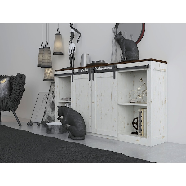 Quiet Glide Soft Close 72" Black Round Stick Mini Single Barn Door Hardware - NT.1310.09.08-72-SC
