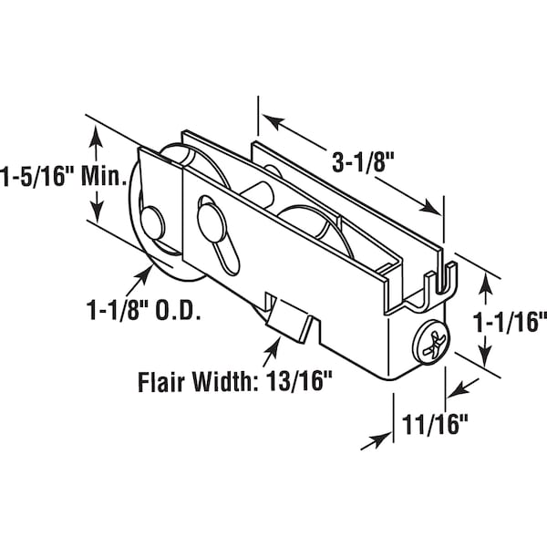 Prime-Line 1-1/4 in., Steel Ball Bearing, C-Tab, Sliding Door Tandem Roller - D 1551