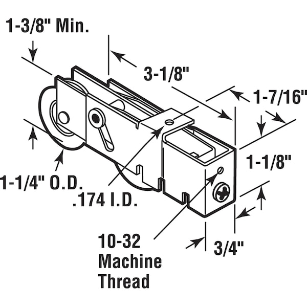 Prime-Line 1-1/4 in. Steel Ball Bearing Tandem Roller Assembly, Plain Back Single Pack - D 1983