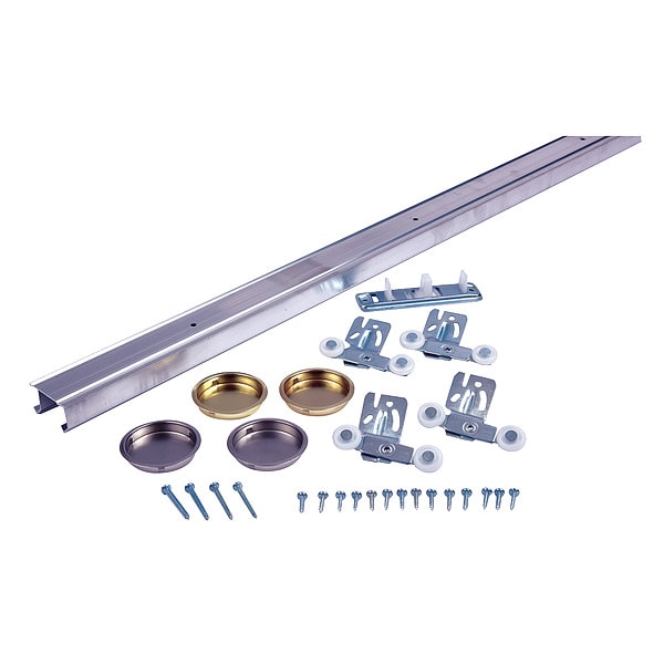 National Guard Track Kit, Sliding Door Type, Alum., Silver, Depth (In.): 60 in - SLAL-75-BP-60