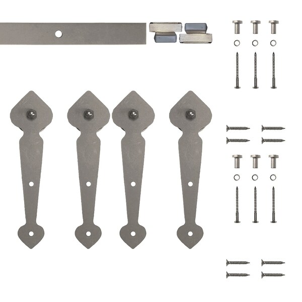 Quiet Glide Soft Close 48" Satin Nickel Spade Mini Double Barn Door Hardware - NT.1310.10.SN-48-2-SC