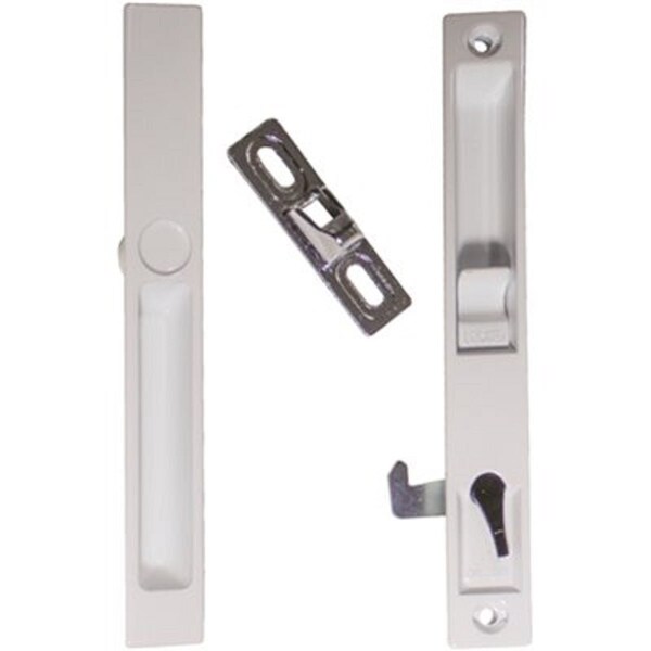 G.A.S. Hardware Sliding Glass Patio Door Handle Set, Flush Mount, Non-Keyed, S Cam, Nite-Lock, 6-5/8in Screw Holes - DL-502-WHITE