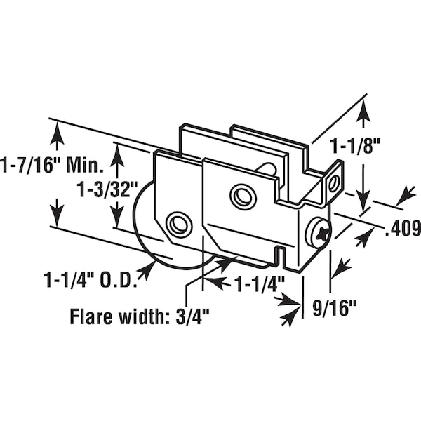 Prime-Line 1-1/4 in. Steel Ball Bearing Sliding Door Roller Assembly Single Pack - D 1686
