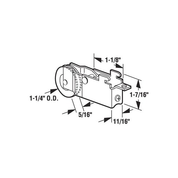 Prime-Line Sliding Door Roller Assembly, 1-1/4 in. Plastic Wheel, Steel Ball Bearings, Grooved Edge - D 1512