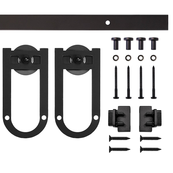 Quiet Glide Soft Close 60" Black Horseshoe Mini Single Barn Door Hardware - NT.1310.08.08-60-SC