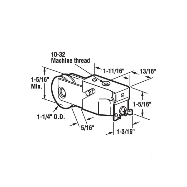 Prime-Line Single 1-1/4 in. Steel Roller Assembly, Ball Bearing, Unique Housing (Single Pack) - D 1560