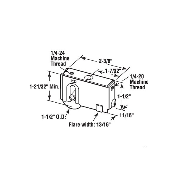 Prime-Line 1-1/2 in. Steel Ball Bearing, Plain Back, Roller Assembly (Single Pack) - D 1750