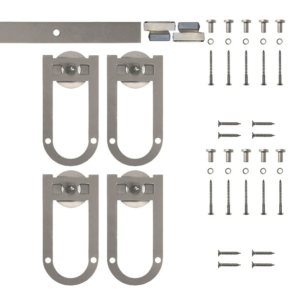Quiet Glide Soft Close 72" Satin Nickel Horseshoe Min Double Barn Door Hardware - NT.1310.08.SN-72-2-SC