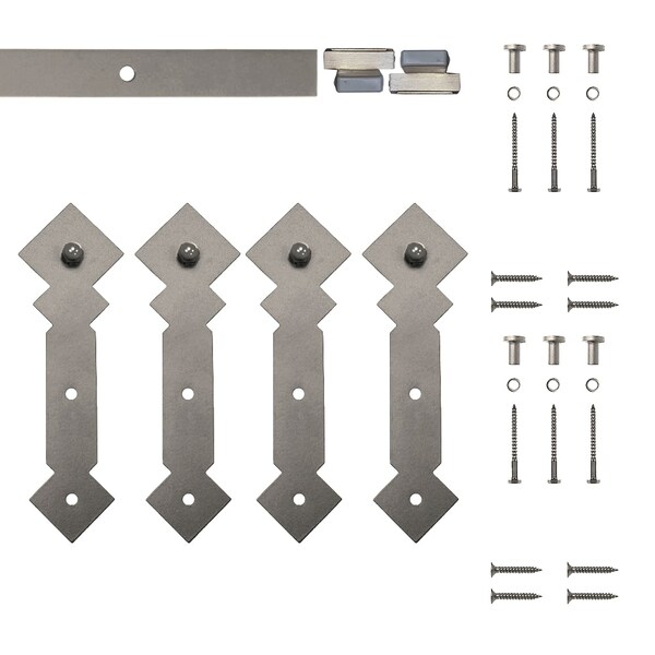 Quiet Glide Soft Close 48" Satin Nickel Diamond Mini Double Barn Door Hardware - NT.1310.05.SN-48-2-SC