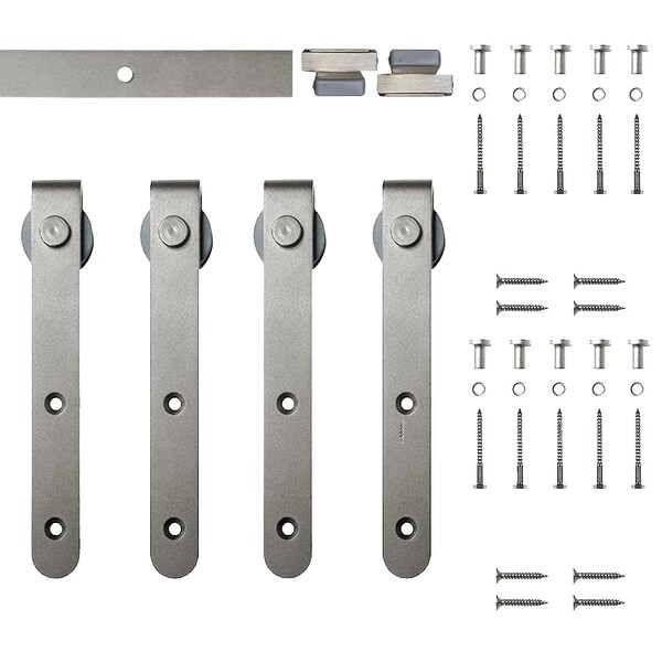 Quiet Glide Soft Close 72" Satin Nickel Hook Mini Double Barn Door Hardware - NT.1310.01.SN-72-2-SC
