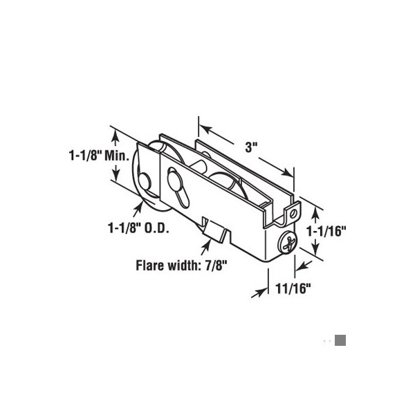 Prime-Line 1-1/8 in. Steel Ball Bearing Sliding Door Tandem Roller Assembly, for Merzon (Single Pack) - D 1908