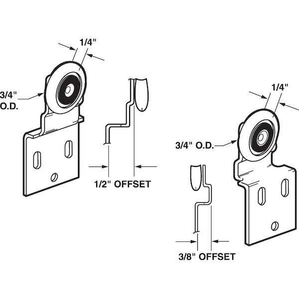 Prime-Line Sliding Closet Door Roller Kit, 3/4 in. Wheel Diameter, Convex (Round) - N 7533