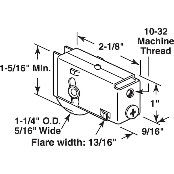 Prime-Line 1-1/4 in. Sliding Door Ball Bearing Roller Assembly Single Pack - D 1554