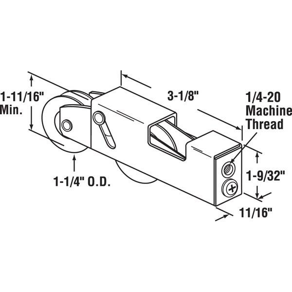 Prime-Line 1-1/4 in. Nylon Ball Bearing Sliding Door Tandem Roller Assembly Single Pack - D 1920