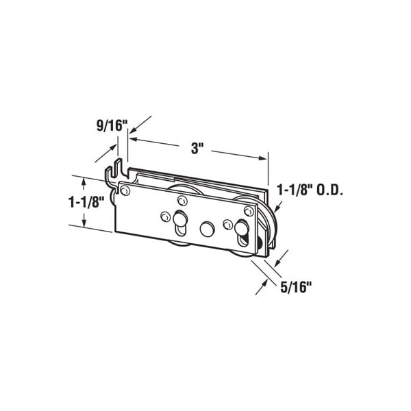 Prime-Line 1-1/8 in. Steel Ball Bearing Sliding Door Tandem Roller (Single Pack) - D 1727