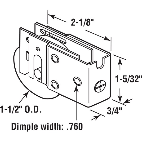 Prime-Line Single 1-1/2 in. Steel Ball Bearing Roller, U-Back Style, Adjustable (Single Pack) - D 1781