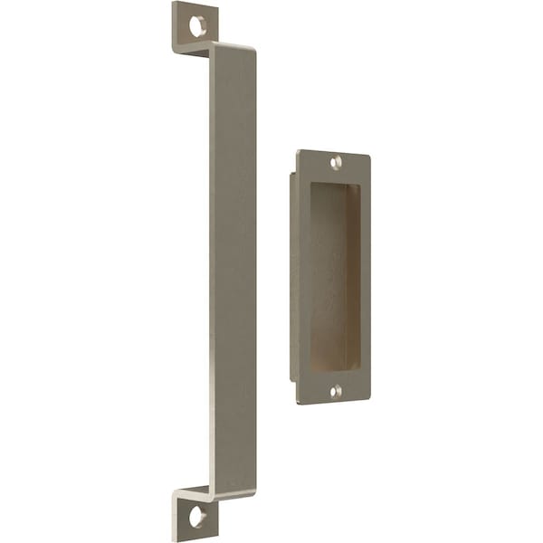 Ekena Millwork 11" Pull Handle & 6" Flush Pull for 1 3/4" Doors, White Bronze - GB6001PP4116WZ