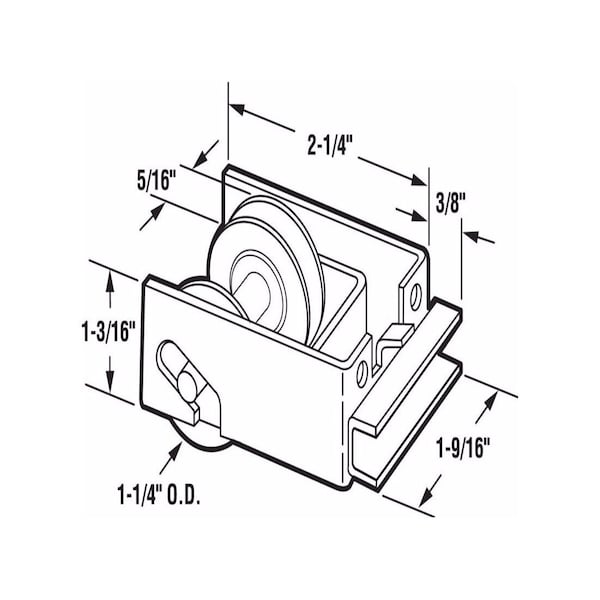 Prime-Line Roller Assembly, 1-1/4 in Dia Roller, 5/16 in W Roller, Steel, 2-Roller Silver - D 1548