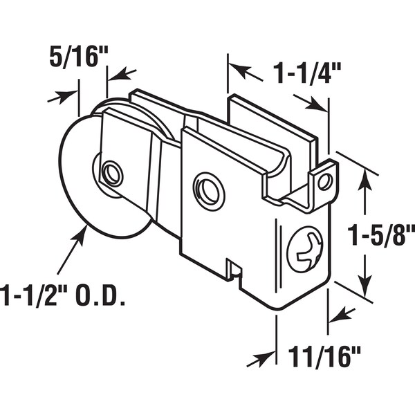Prime-Line Single 1-1/2 in. Nylon Ball Bearing Roller, F-Tab Style, Adjustable (Single Pack) - D 1511