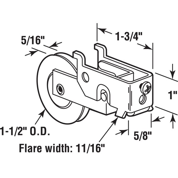Prime-Line Prime-Line 1-1/2 in. D X 5/16 in. L Plastic/Steel Roller Assembly 1 pk - 131897