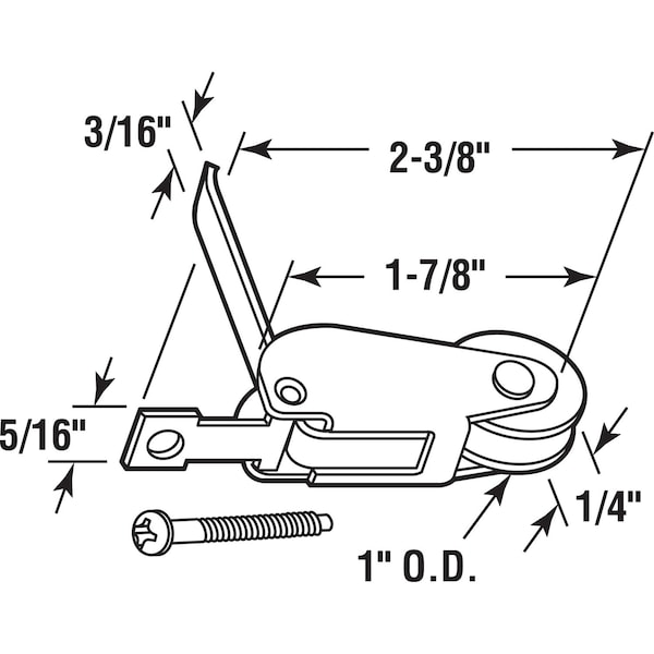 Prime-Line Prime-Line 1 in. D X 1/4 in. L Nylon/Steel Spring Tension Roller Assembly 2 pk - 11314