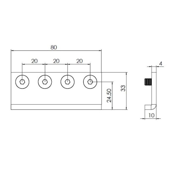 Quiet Glide Flat Rail Connector for Black Steel Rail - NT.1419.08