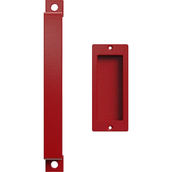 Ekena Millwork 11" Pull Handle & 6" Flush Pull for 1 3/4" Doors, Regal Red - GB6001PP4116RR