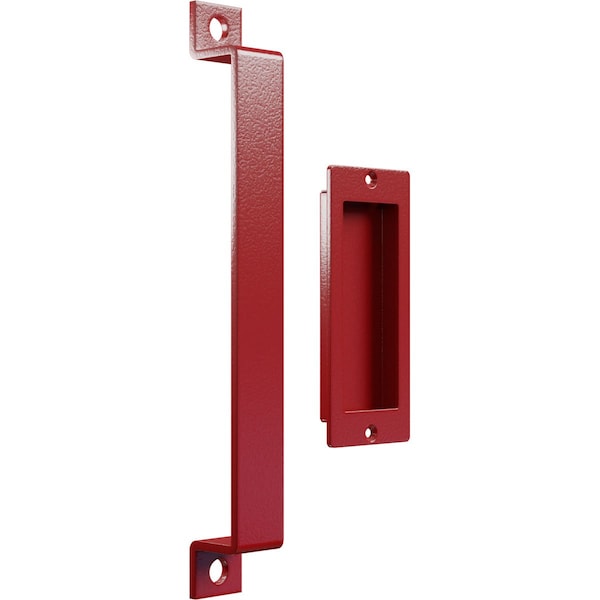 Ekena Millwork 11" Pull Handle & 6" Flush Pull for 1 3/4" Doors, Regal Red - GB6001PP4116RR
