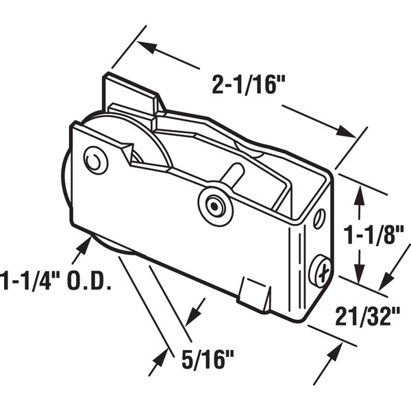 Prime-Line Single 1-1/4 in. Steel Roller Assembly, Ball Bearing, Plain Back Single Pack - D 1601