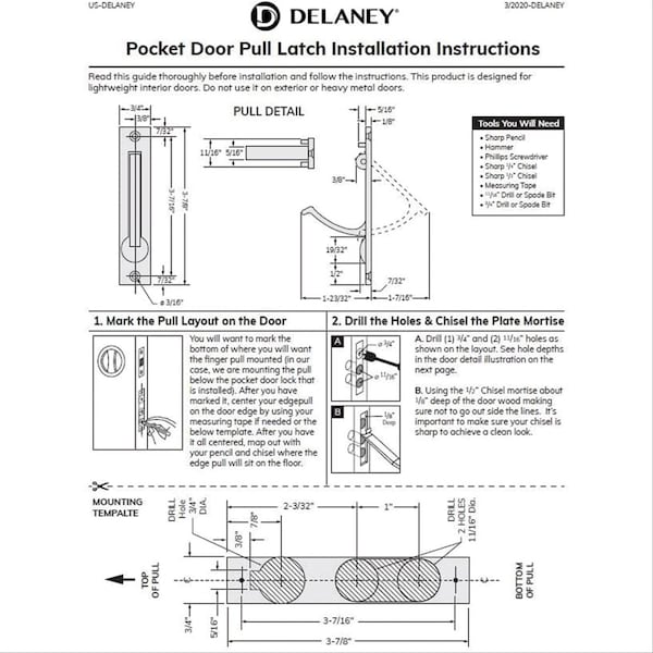 Delaney Hardware Contemporary Square Polished Chrome Entry Door Sliding Pocket Door Lock - 370006