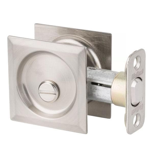 Kwikset Kwikset: Square Pocket Door Lock / Privacy  / Satin Nickel - KWS-93350-15-SQT