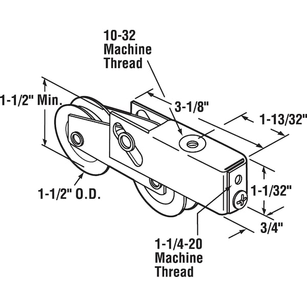 Prime-Line Steel Sliding Door Roller Tandem Assembly, 1-1/2 in. Diameter, Steel, Yellow Zinc Single Pack - D 1754