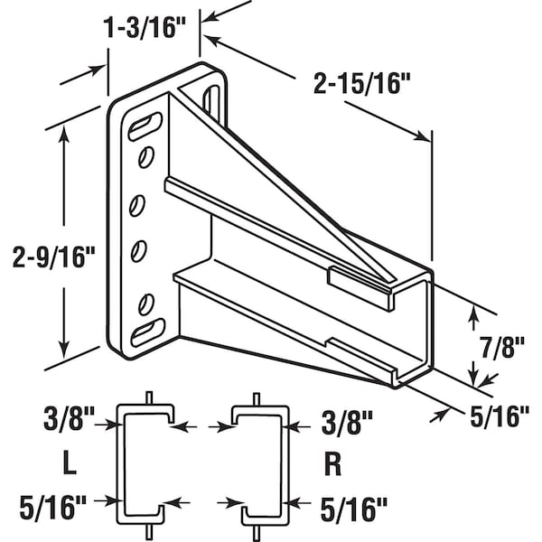Prime-Line Prime-Line 2-3/4 in. L Plastic Ball-Bearing Rollers Drawer Slides Track Bracket 2 pk - 221694