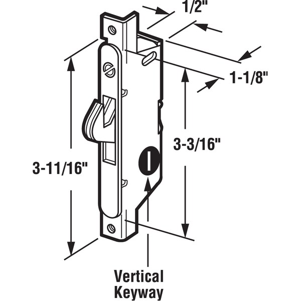 Prime-Line 3-11/16 in., Mortise Lock with Vertical Keyway, Round Faceplate Single Pack - E 2009