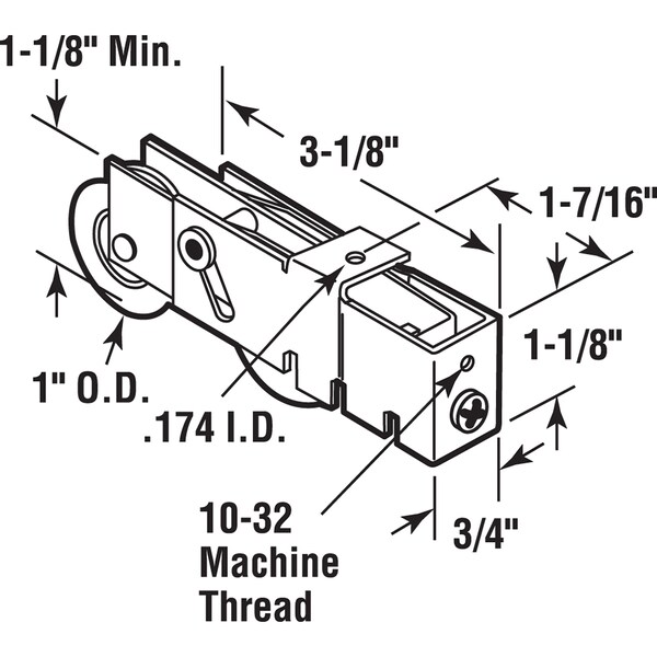 Prime-Line 1 in. Steel Ball Bearing Sliding Door Tandem Roller Assembly Single Pack - D 1982