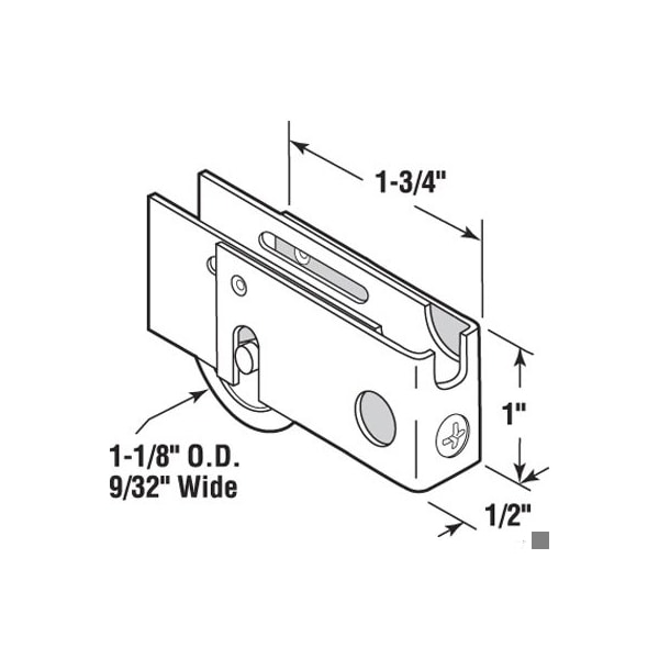 Prime-Line 1-1/8 in. Steel, U-Tab Ball Bearing Roller Assembly (Single Pack) - D 1758