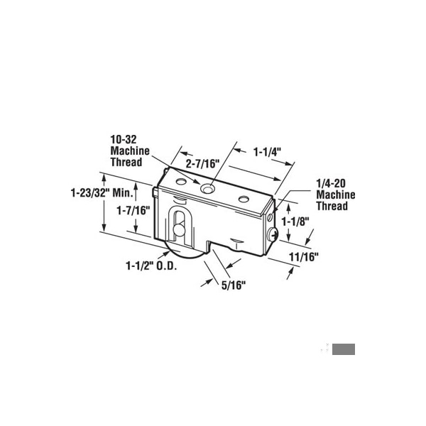 Prime-Line Sliding Door Roller Assembly, 1-1/2 in. Diameter Ball Bearing Roller, Stainless Steel (Single Pack) - D 1948