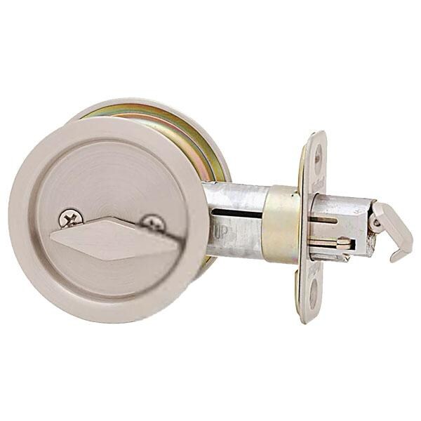 Kwikset Kwikset: Round Pocket Door Lock / Privacy / Satin Nickel - KWS-93350-15-RDT