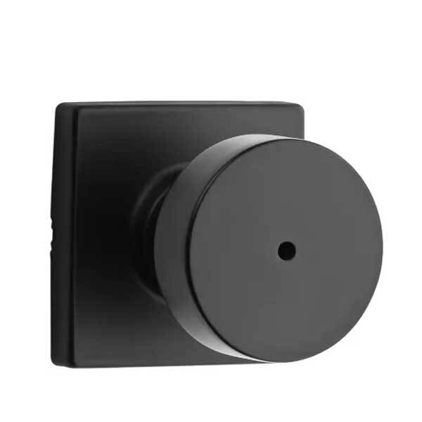 Kwikset Kwikset: Pismo Privecy Door Knob with Square Rose / Iron Black - KWS-730PSK-SQT-514