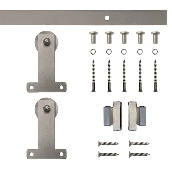 Quiet Glide Soft Close 72" Satin Nickel Front Mini Single Barn Door Hardware - NT.1310.04.SN-72-SC