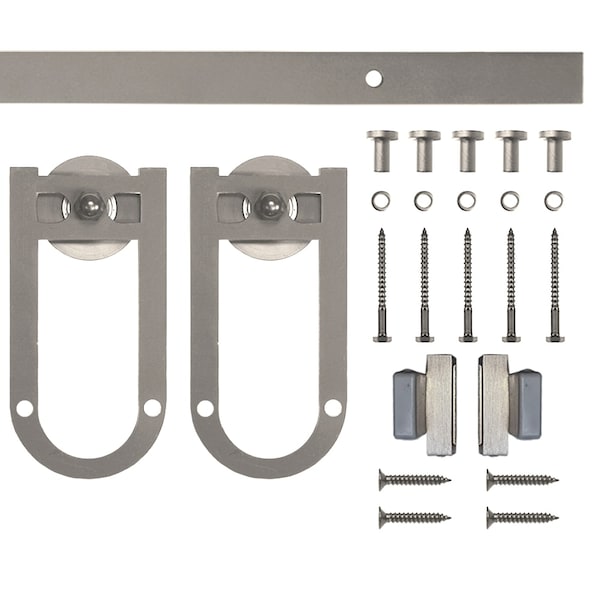 Quiet Glide Soft Close 72" Satin Nickel Horseshoe Mini Single Barn Door Hardware - NT.1310.08.SN-72-SC
