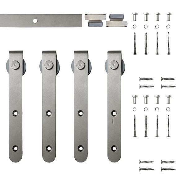 Quiet Glide Soft Close 60" Satin Nickel Hook Mini Double Barn Door Hardware - NT.1310.01.SN-60-2-SC