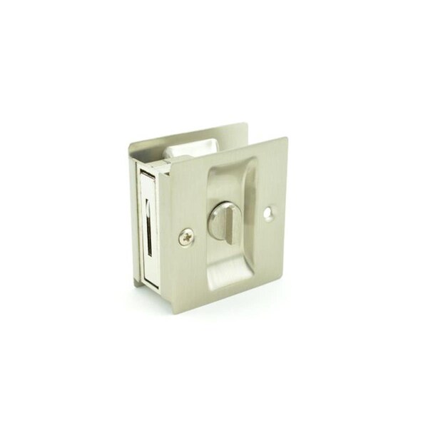 Propation 1.375 in. Thick Door Privacy Pocket Door Lock Square Cutout, Satin Nickel - PR1629259