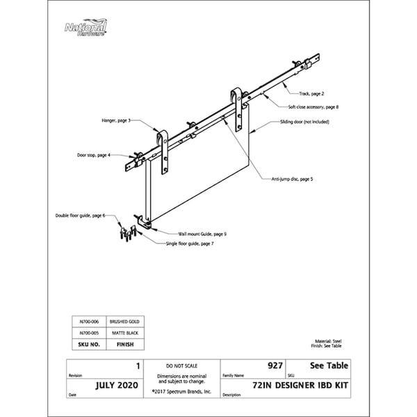 National Hardware National Hardware Designer 72 in. L Brushed Gold Steel Barn Door Hanger Kit 1 pc - N700-006