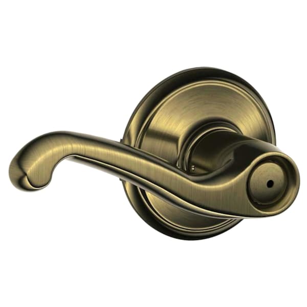 Schlage Schlage Flair Antique Brass Privacy Lockset 1-3/4 in. - F40VFLA609